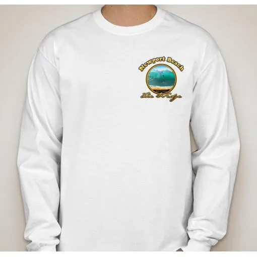 - NPB Tee - The Wedge  - Long Sleeve Newport Beach T Shirt in White, by Rick Rietveld