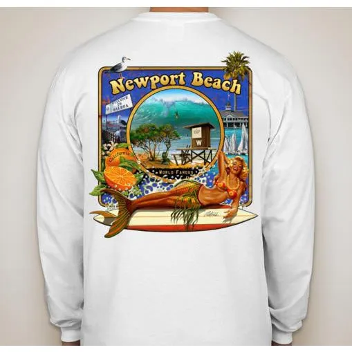 - NPB Tee - The Wedge  - Long Sleeve Newport Beach T Shirt in White, by Rick Rietveld