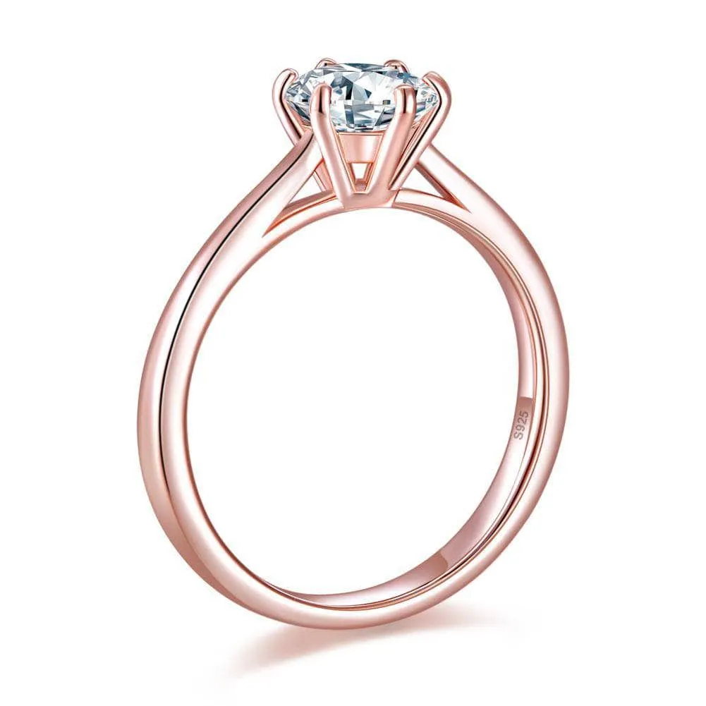 1 Carat Created Diamond 6 Claws Solitaire Engagement Ring