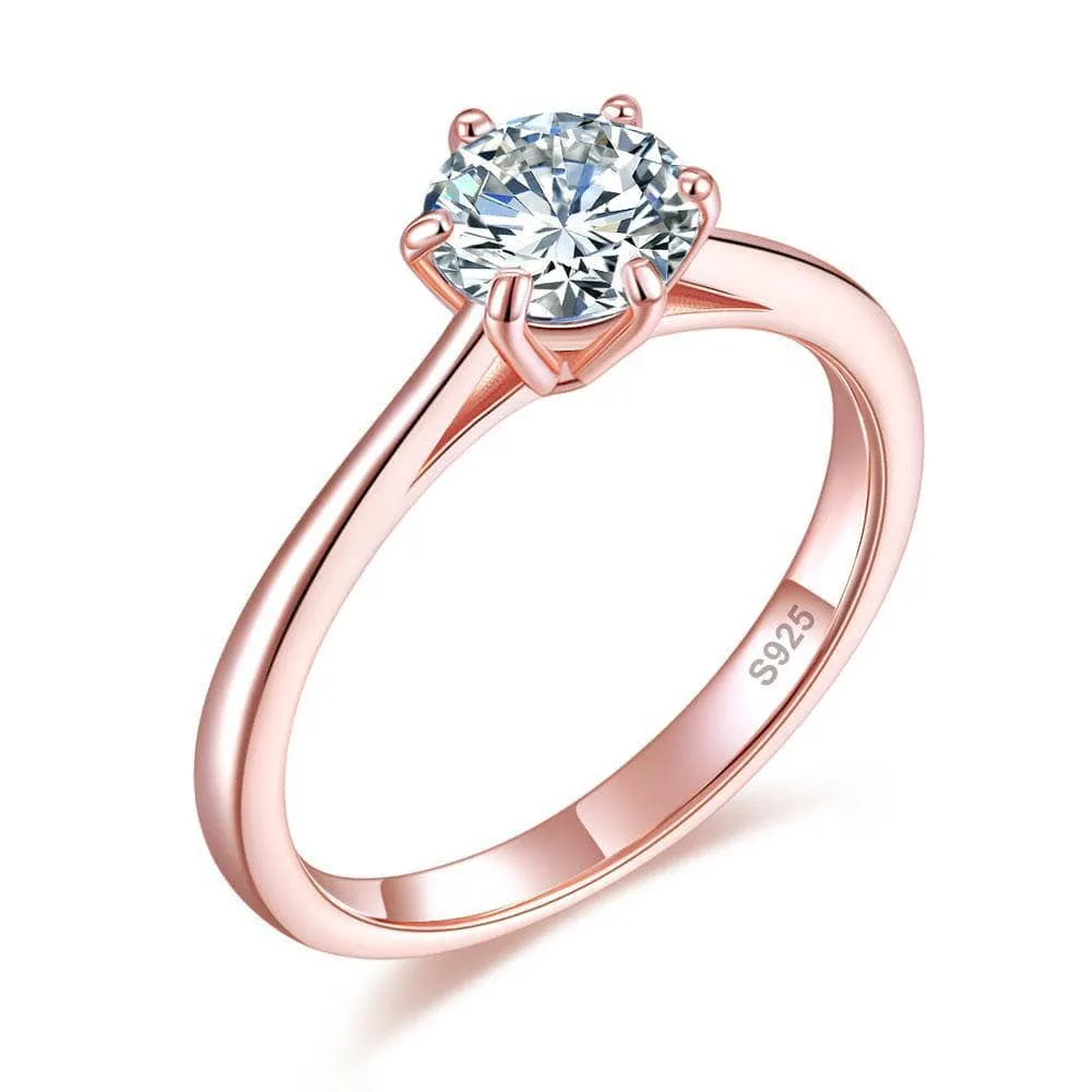 1 Carat Created Diamond 6 Claws Solitaire Engagement Ring
