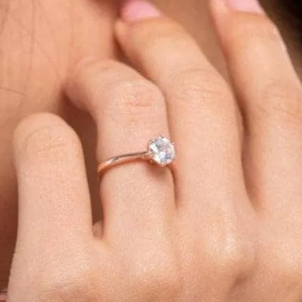 1 Carat Created Diamond 6 Claws Solitaire Engagement Ring