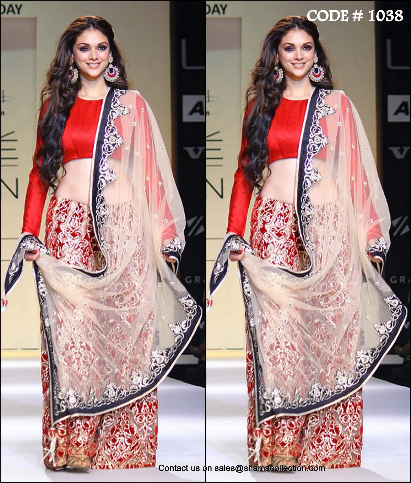 1038 Aditi Rao Hydari's red bridal lehenga Outfit Sets