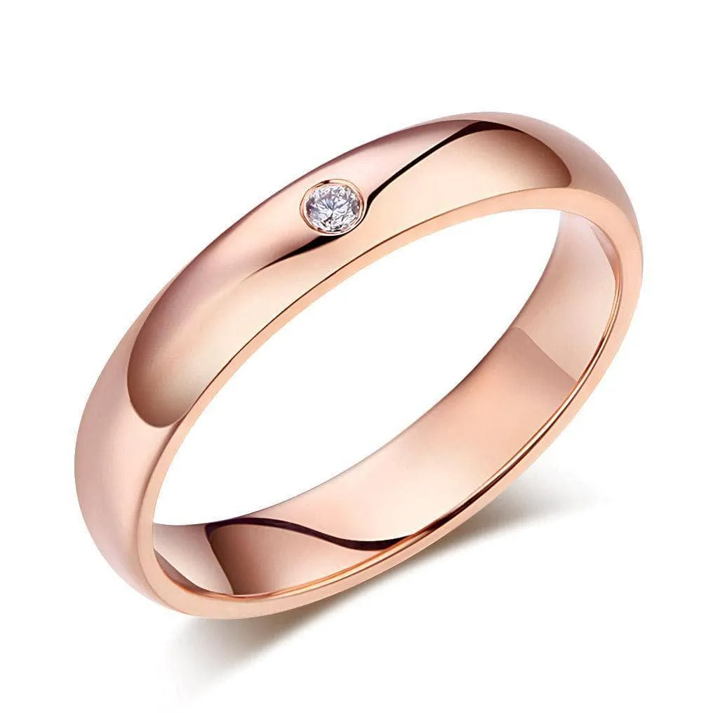 14K Rose Gold Bridal Ring 0.03ct Natural Diamond