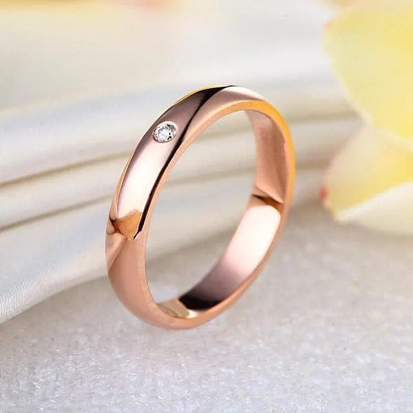 14K Rose Gold Bridal Ring 0.03ct Natural Diamond