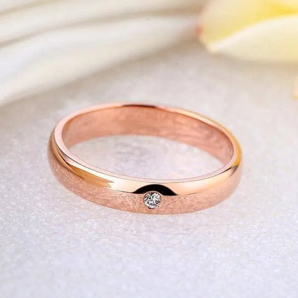 14K Rose Gold Bridal Ring 0.03ct Natural Diamond