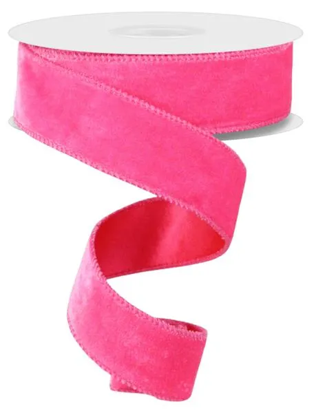 1.5" Deluxe Velvet/Satin Backing: Hot Pink (10 Yards) RGE165811