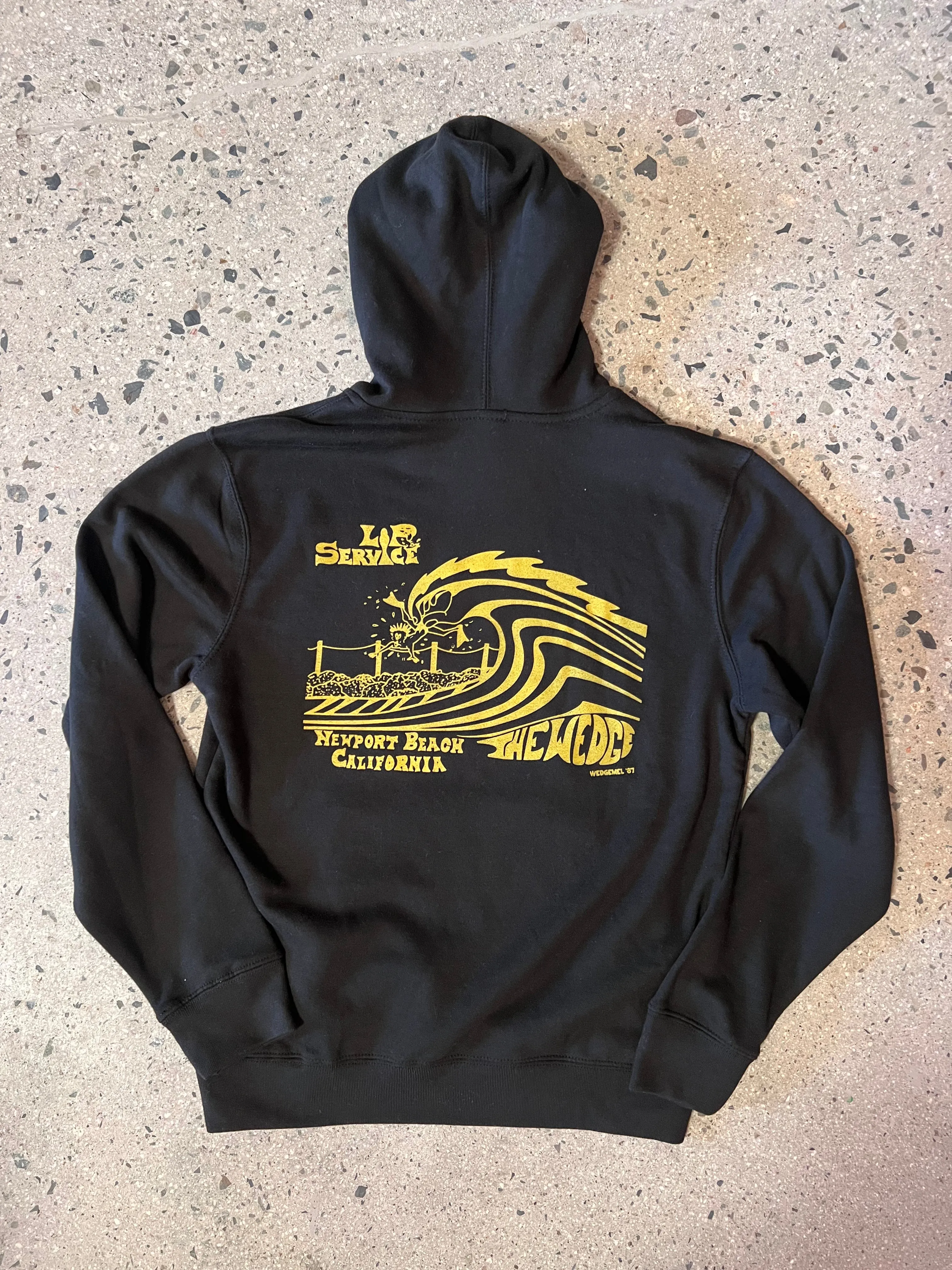 15th St Men's Wedge Mel "Lip Service"  Hooded Fleece GOLD ON BLACK