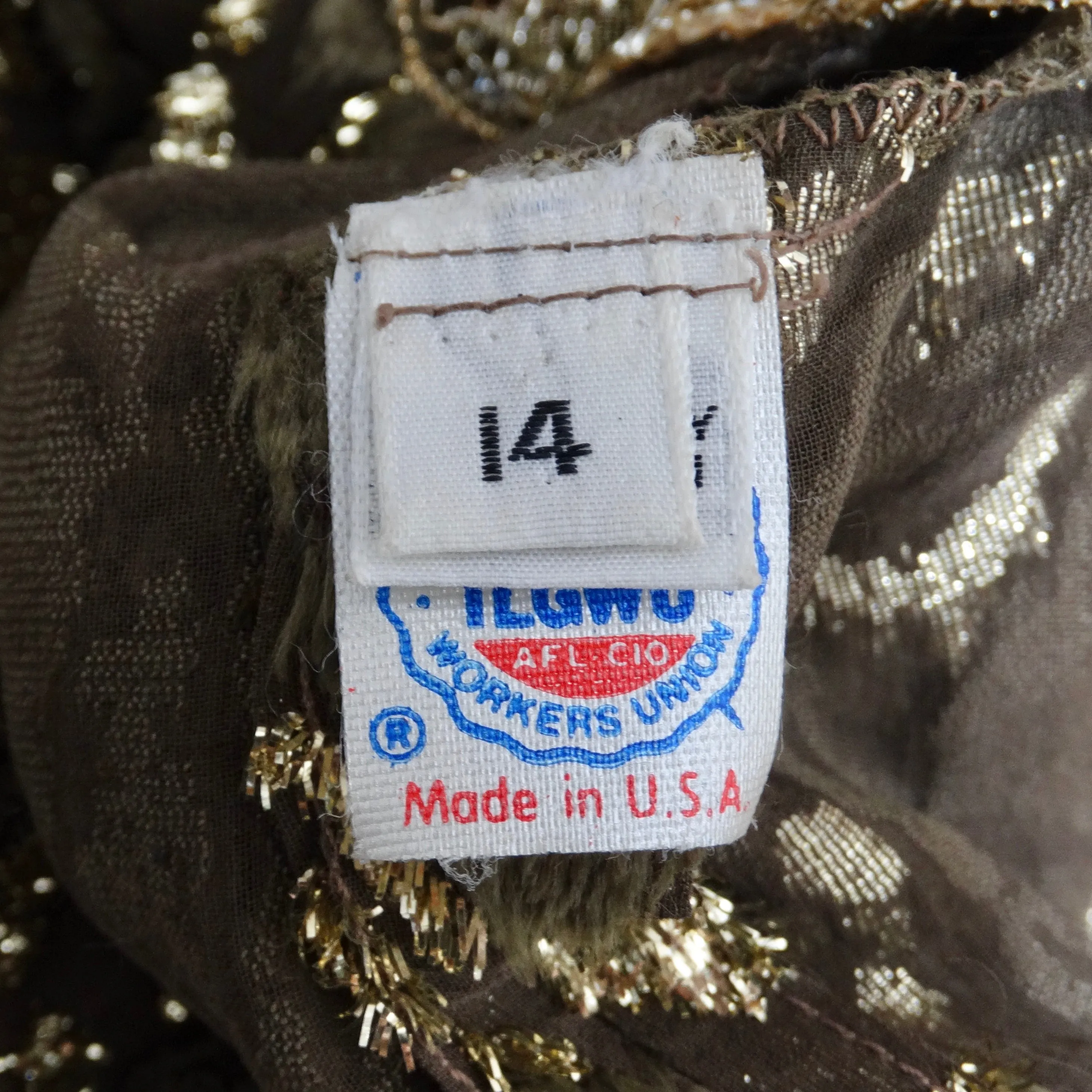 1980s Metallic Gold Velvet Lace Dress