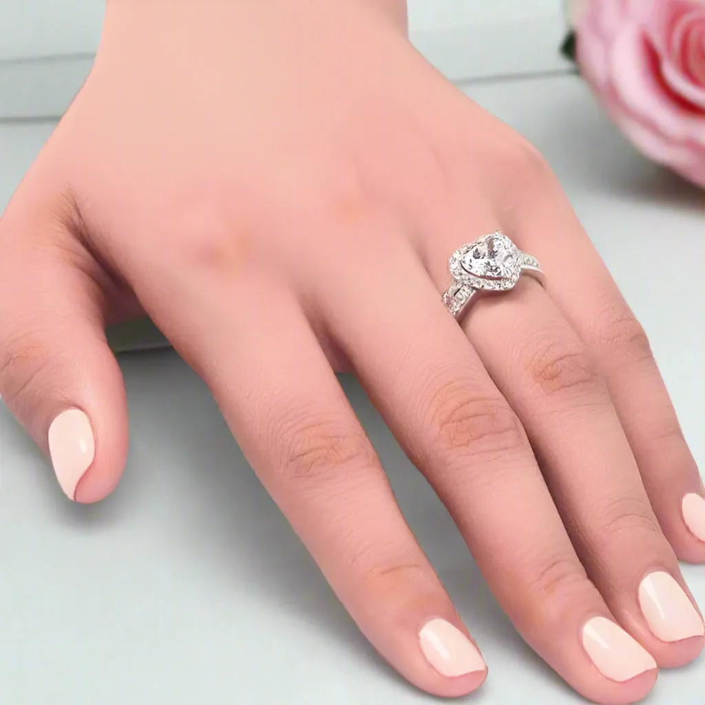 2 Carat Heart Cut Created Diamond Wedding Anniversary Ring