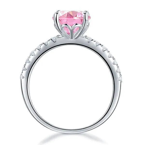 2.0 Ct Pink & Clear Diamond Bridal Engagement Ring