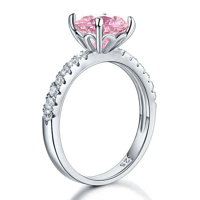 2.0 Ct Pink & Clear Diamond Bridal Engagement Ring