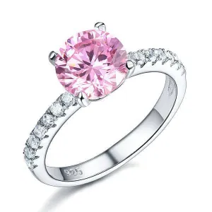 2.0 Ct Pink & Clear Diamond Bridal Engagement Ring