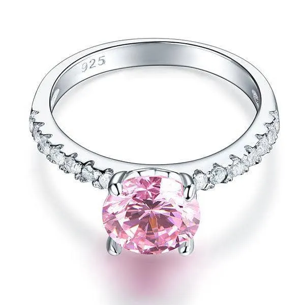 2.0 Ct Pink & Clear Diamond Bridal Engagement Ring
