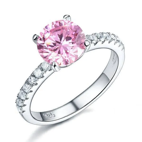 2.0 Ct Pink & Clear Diamond Bridal Engagement Ring