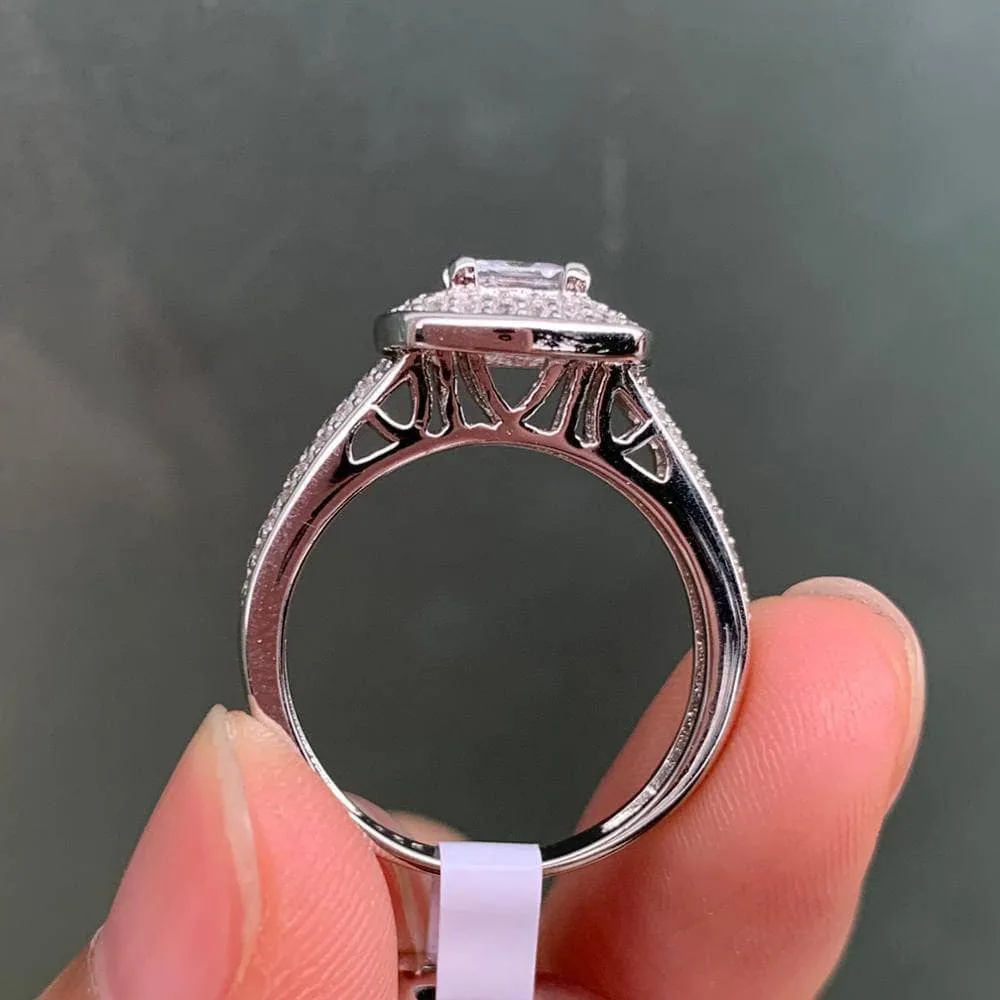 2.26 Ct Princess Cut Created Diamond Engagement Ring Bridal Set