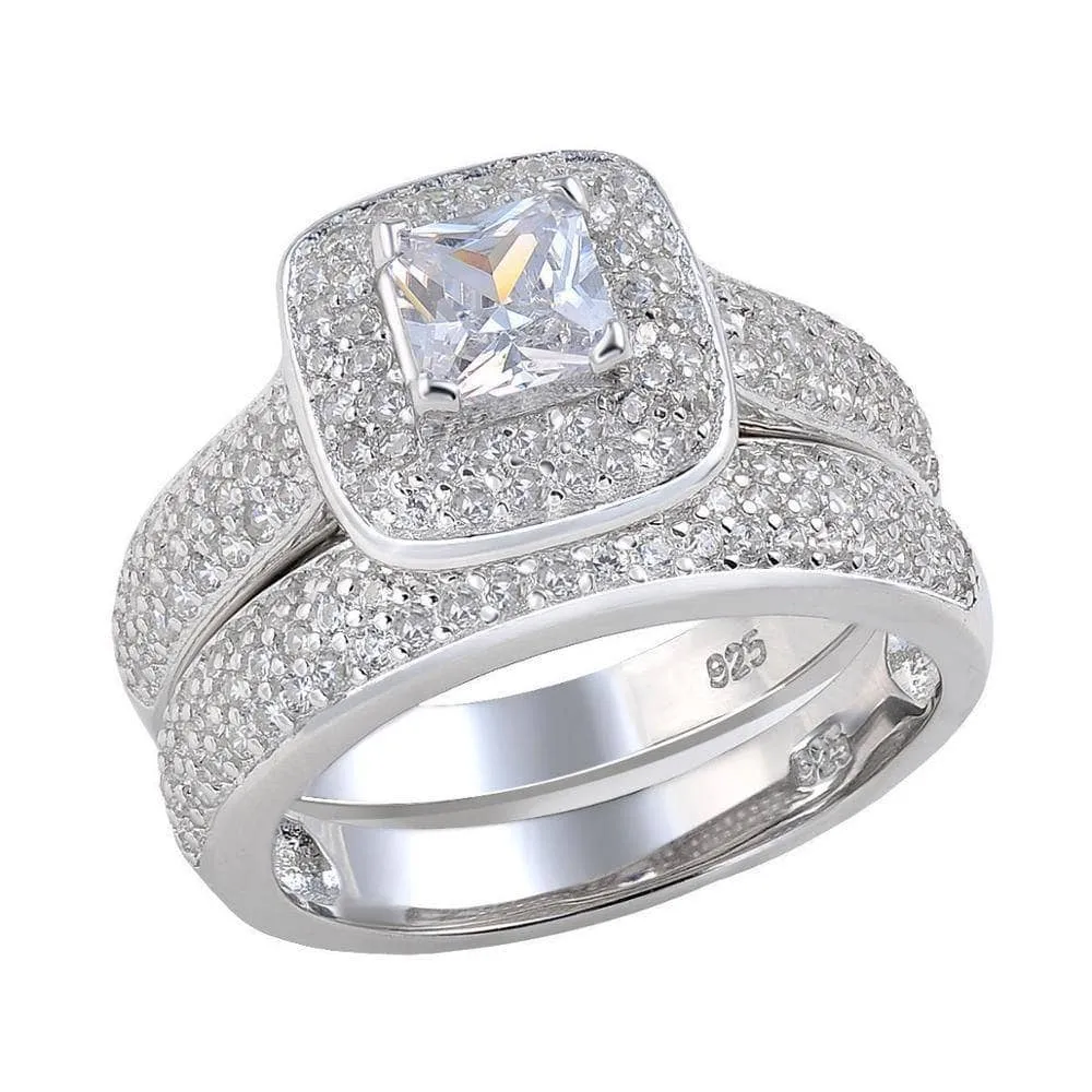 2.26 Ct Princess Cut Created Diamond Engagement Ring Bridal Set