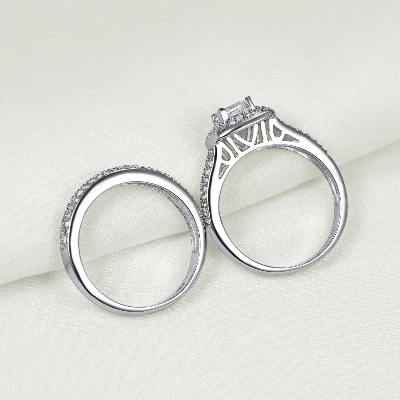 2.26 Ct Princess Cut Created Diamond Engagement Ring Bridal Set