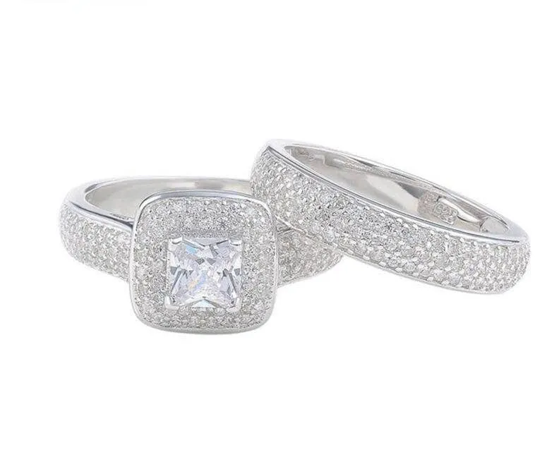 2.26 Ct Princess Cut Created Diamond Engagement Ring Bridal Set