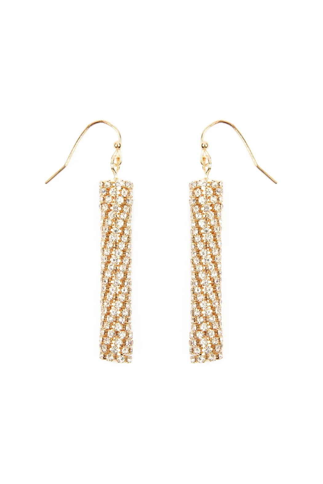 2" CUBIC ZIRCONIA TUBE DROP EARRINGS