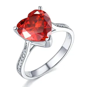 3.5 Ct Heart Ruby Red Diamond Bridal Ring