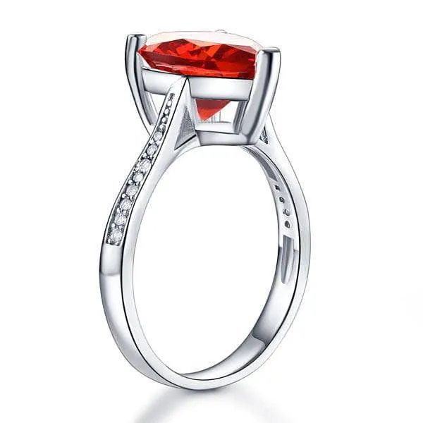 3.5 Ct Heart Ruby Red Diamond Bridal Ring