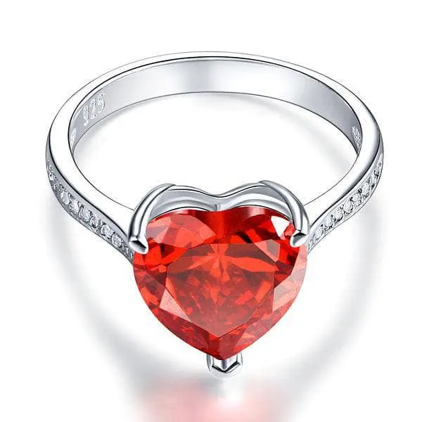 3.5 Ct Heart Ruby Red Diamond Bridal Ring