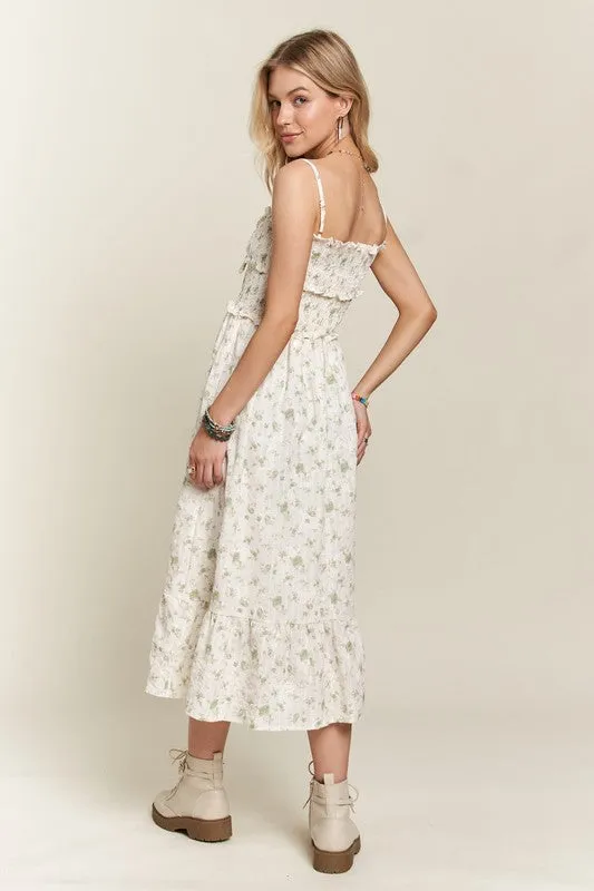 ADORA Floral Sweetheart Cami Dress- Sage & Ivory