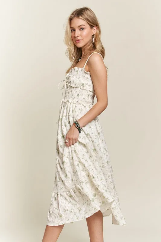 ADORA Smocked Floral Sweetheart Neck Cami Dress