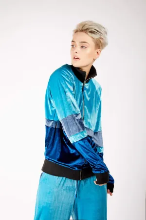 Adrian Schachter Blue Velvet Tracksuit Jacket