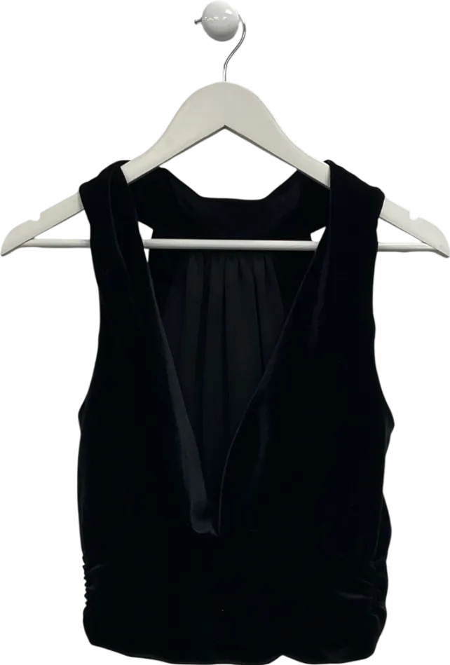 All Saints Black Bellatrix High Neck Velvet Top UK 8