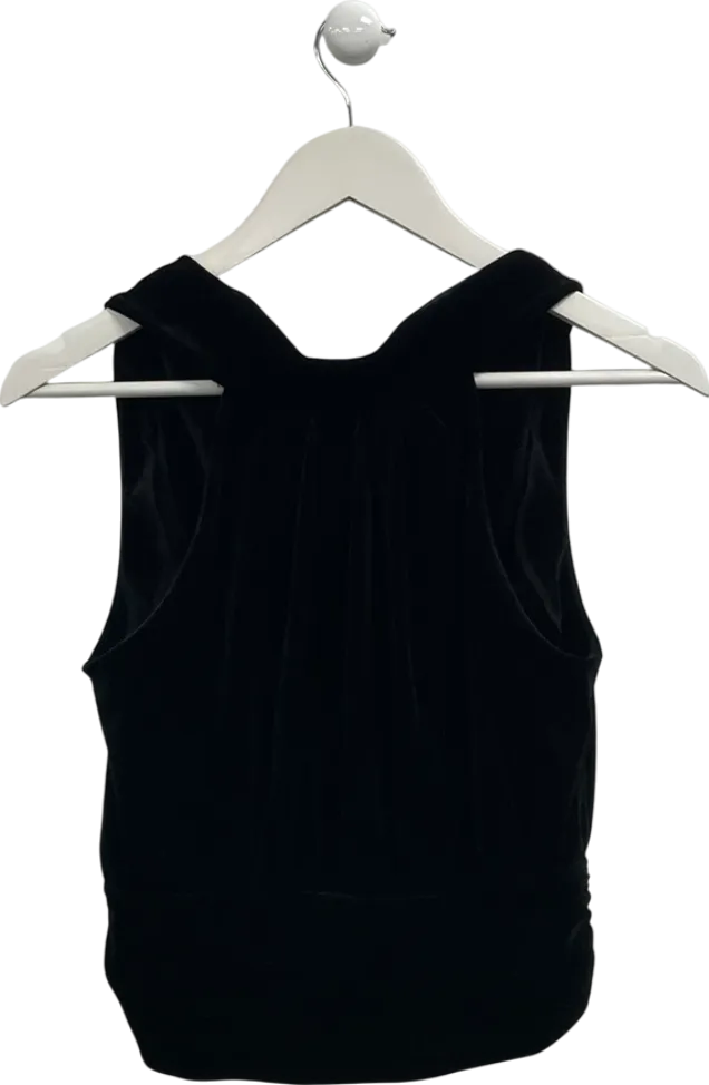 All Saints Black Bellatrix High Neck Velvet Top UK 8