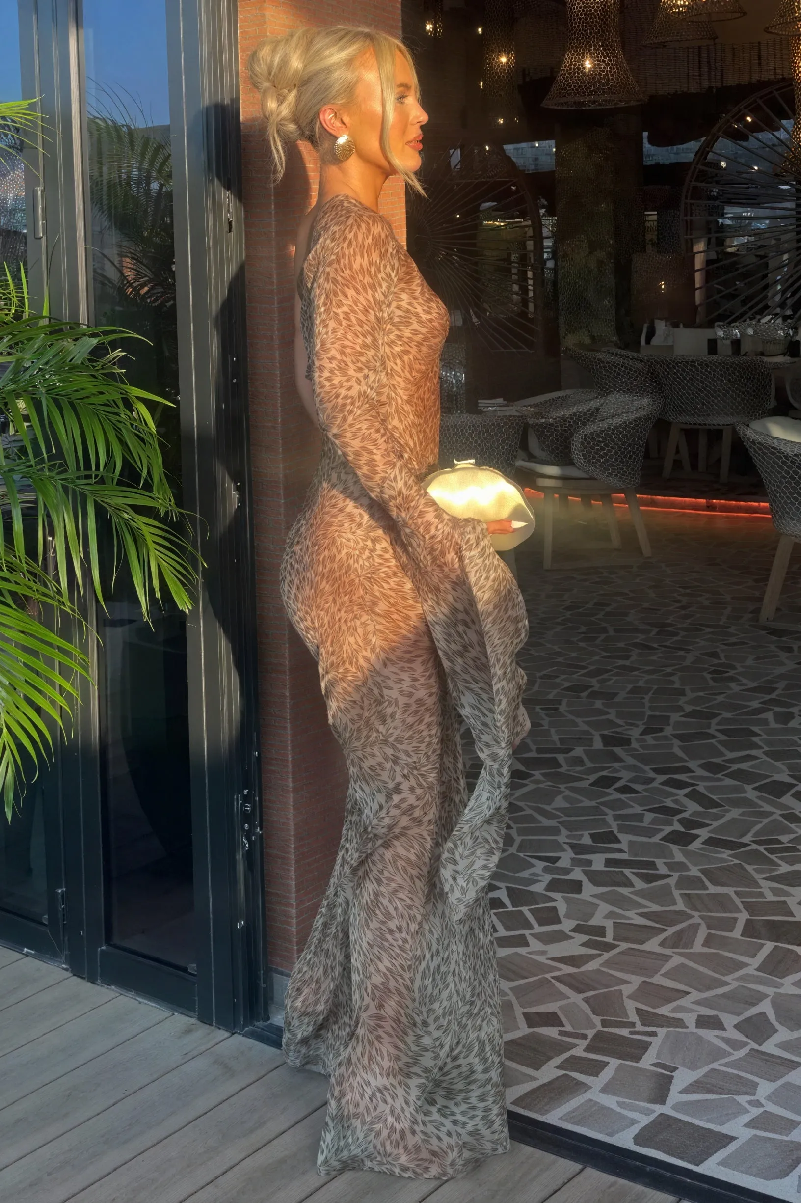 Animal Print One-Shoulder Maxi Dress