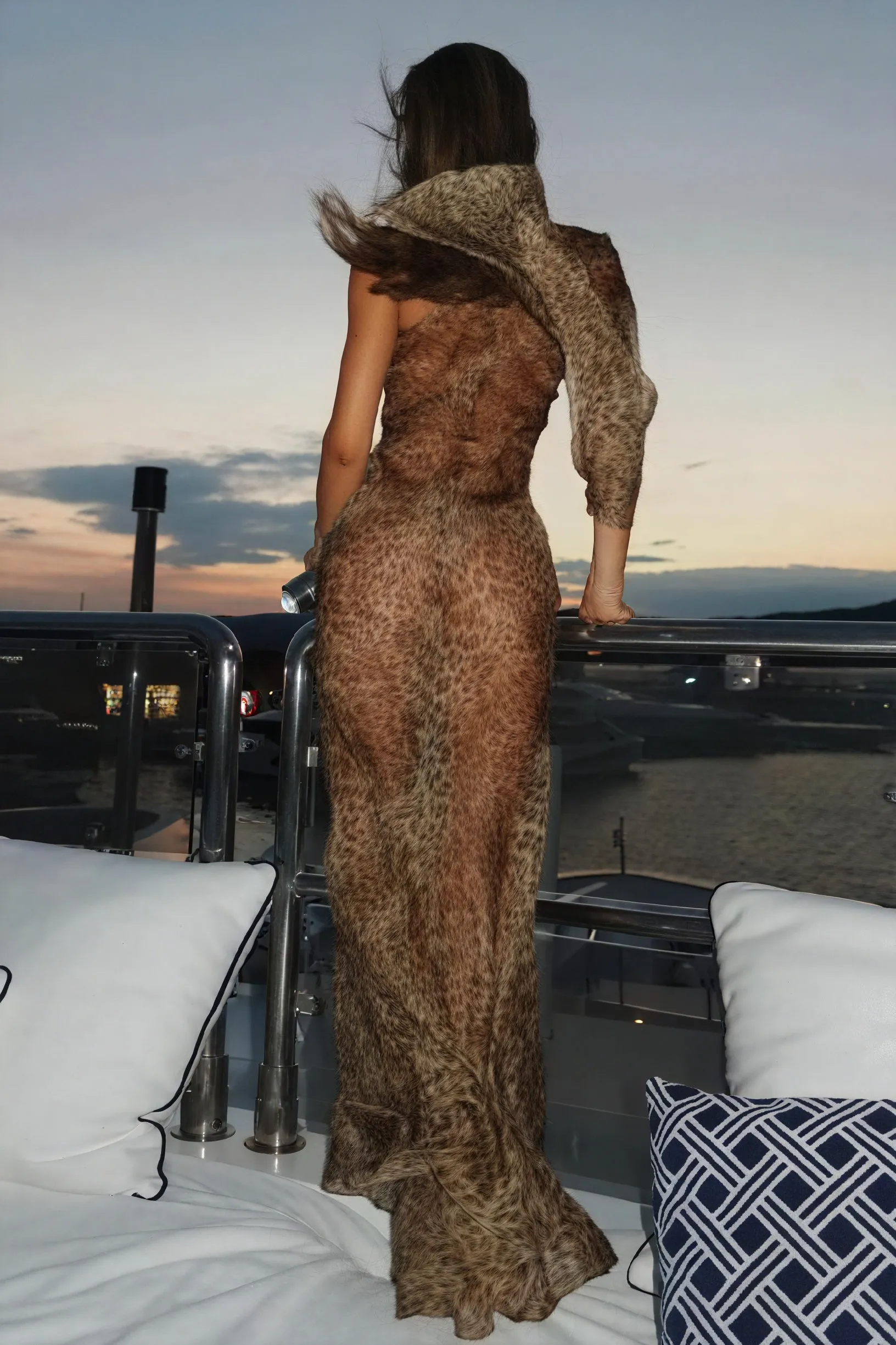 Animal Print One-Shoulder Maxi Dress