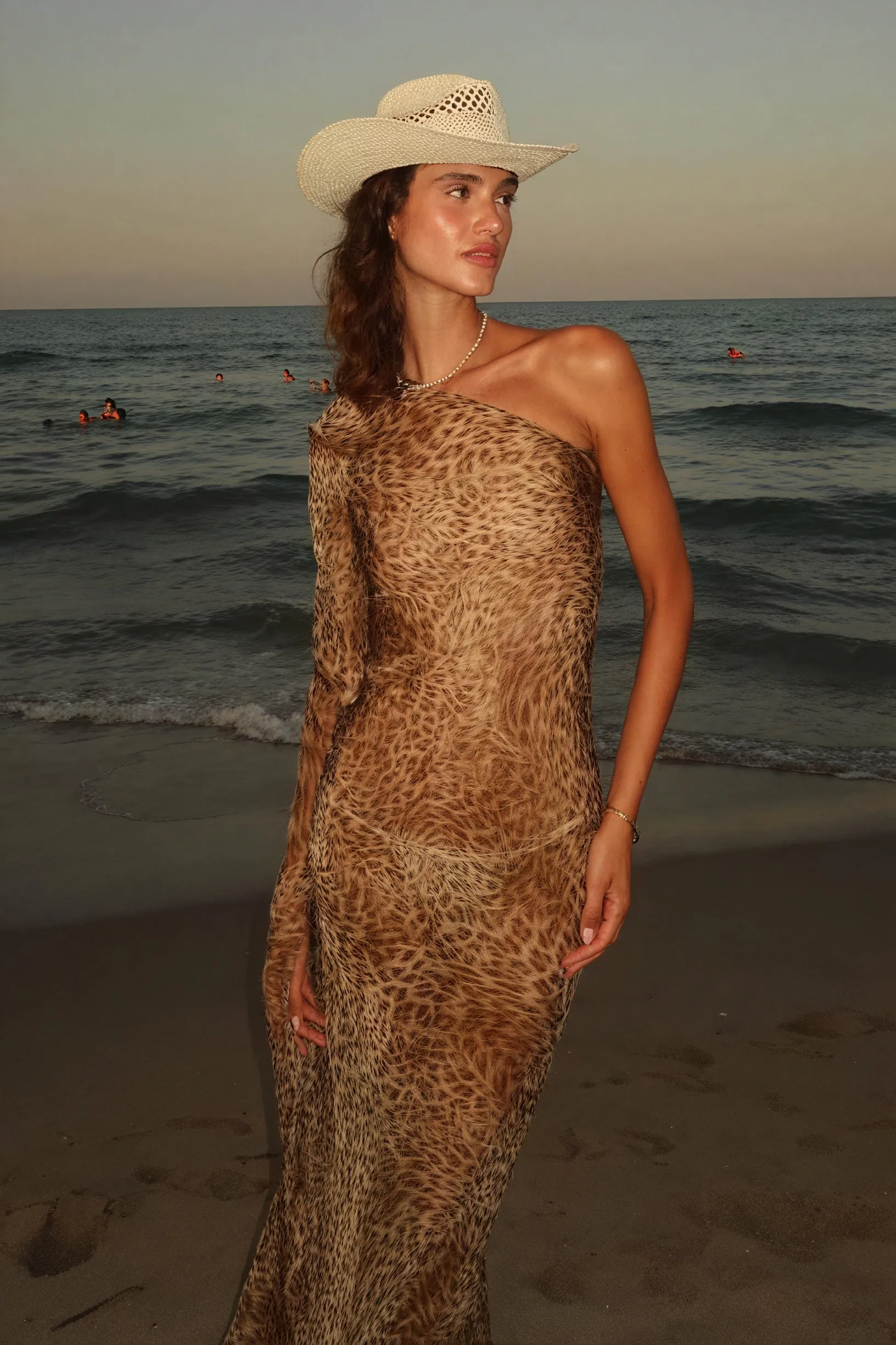 Animal Print One-Shoulder Maxi Dress