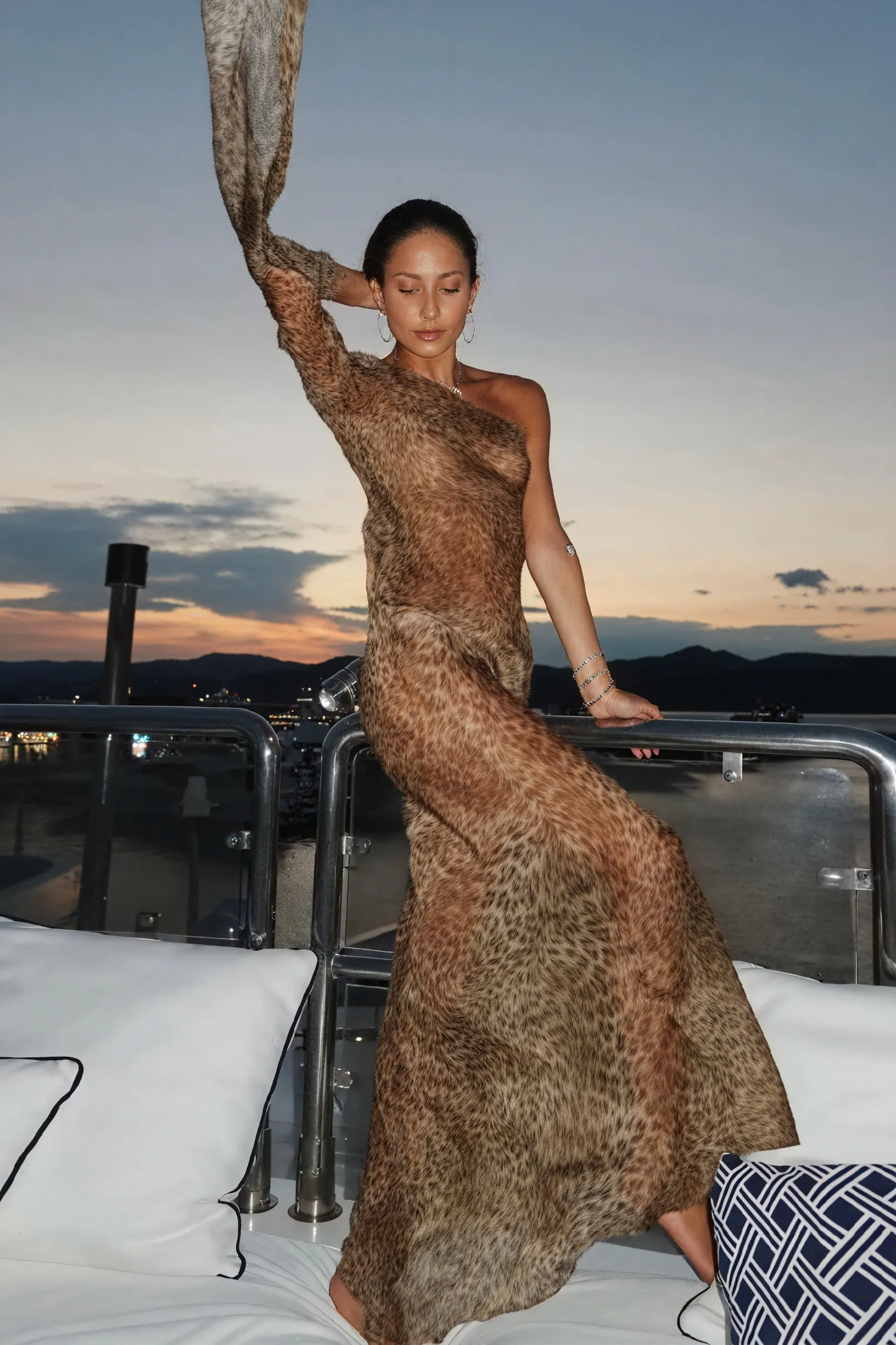 Animal Print One-Shoulder Maxi Dress