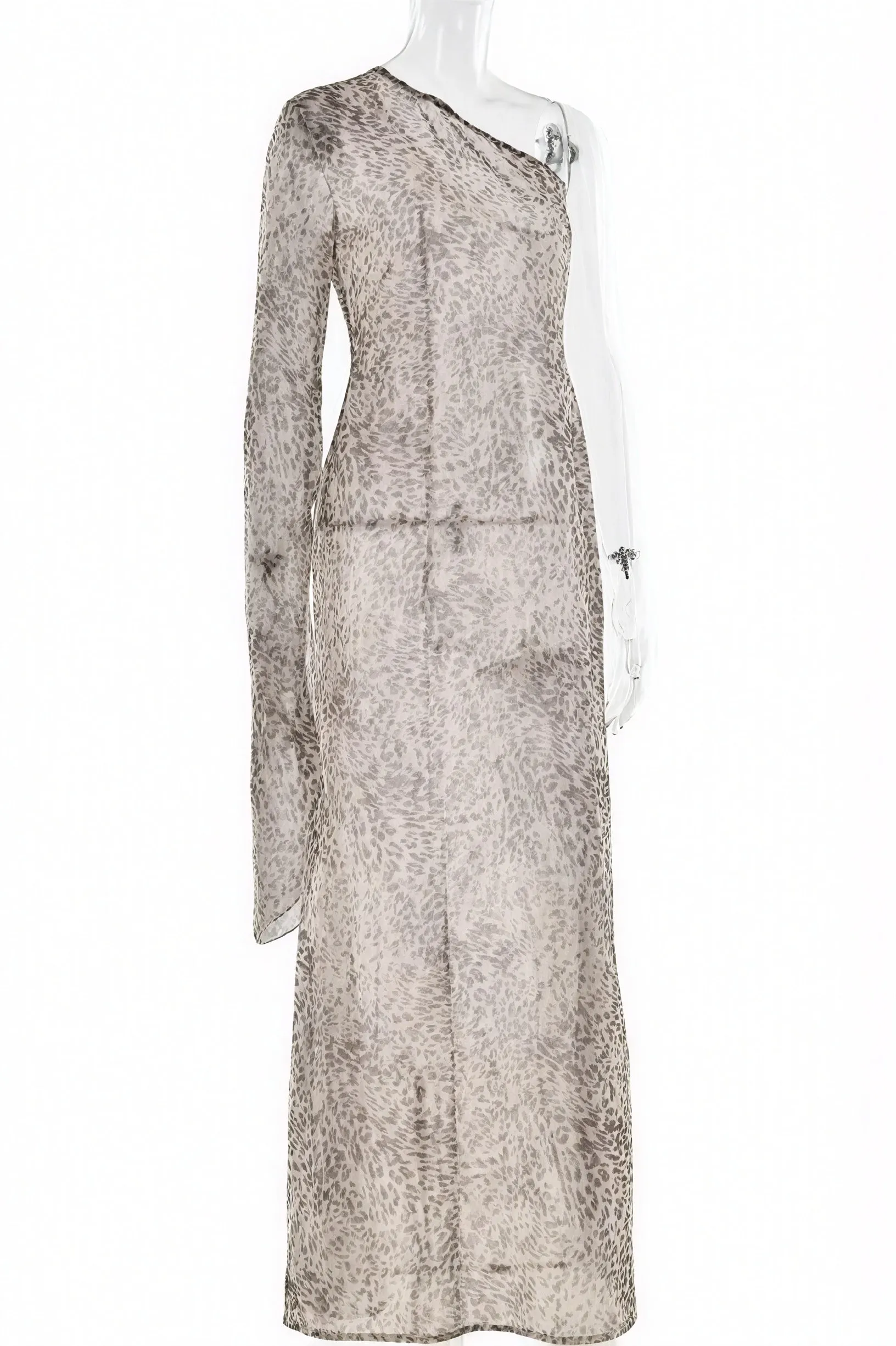Animal Print One-Shoulder Maxi Dress