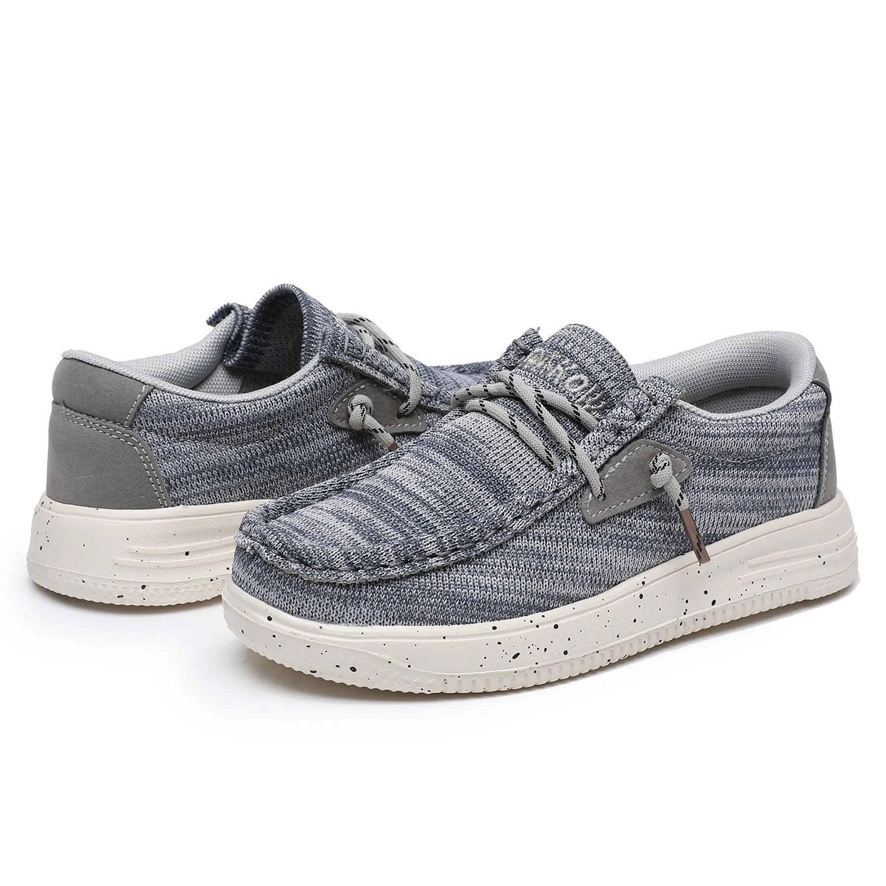 Apakowa Kids Boys Girls Loafers Slip-On Casual Walking Shoes-XFQ627-GreyBlue