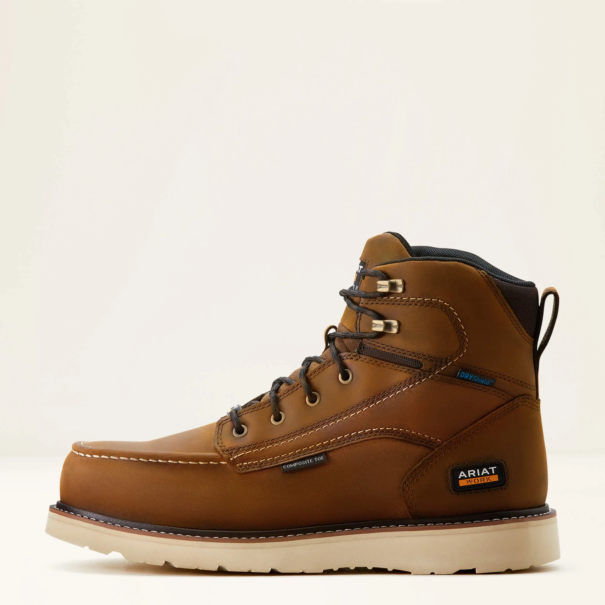 Ariat Men's Rebar 6" Comp Toe WP Wedge Work Boot - Brown - 10053615