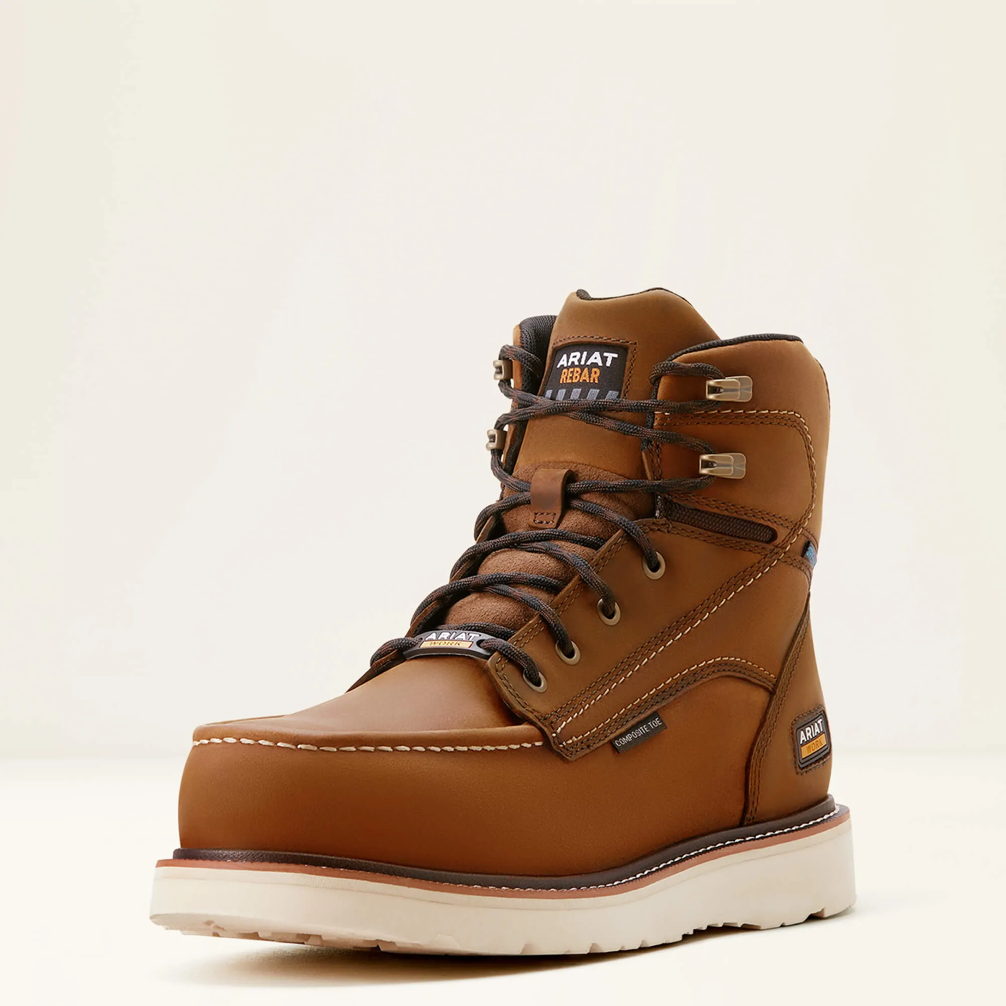 Ariat Men's Rebar 6" Comp Toe WP Wedge Work Boot - Brown - 10053615