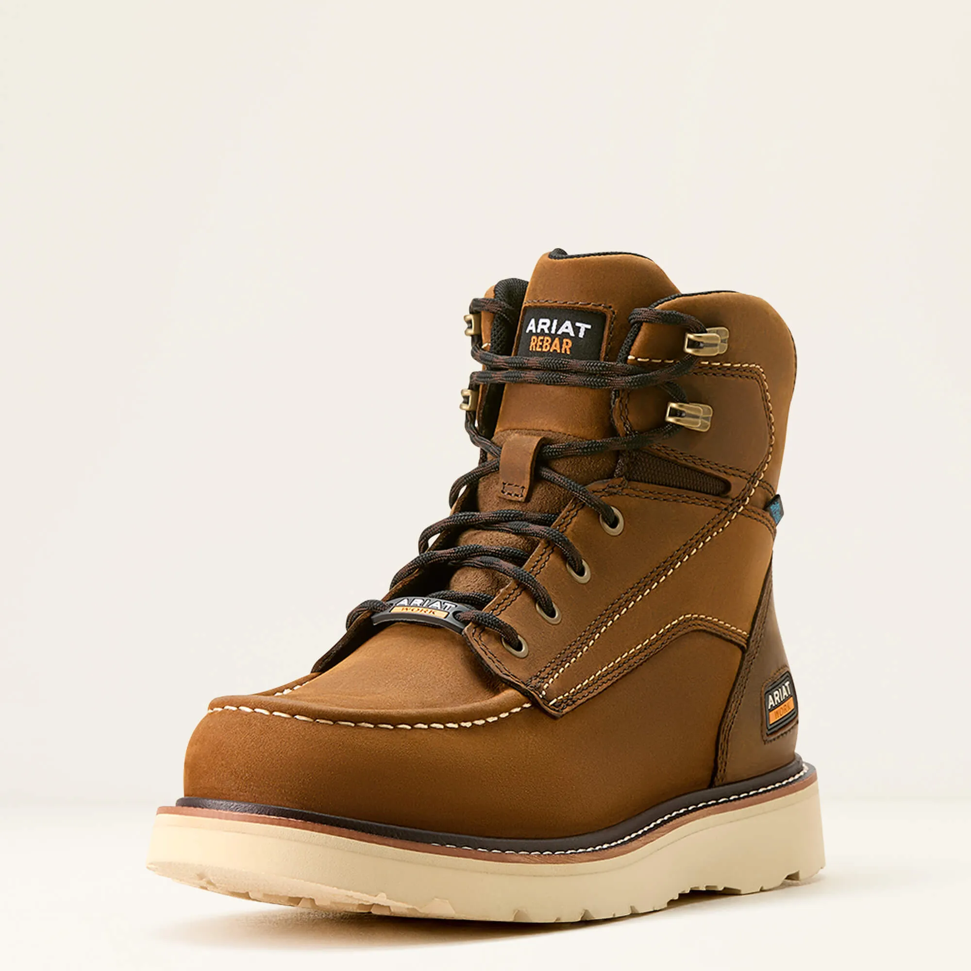 Ariat Men's Rebar 6" Soft Toe WP Wedge Work Boot - Brown - 10053614