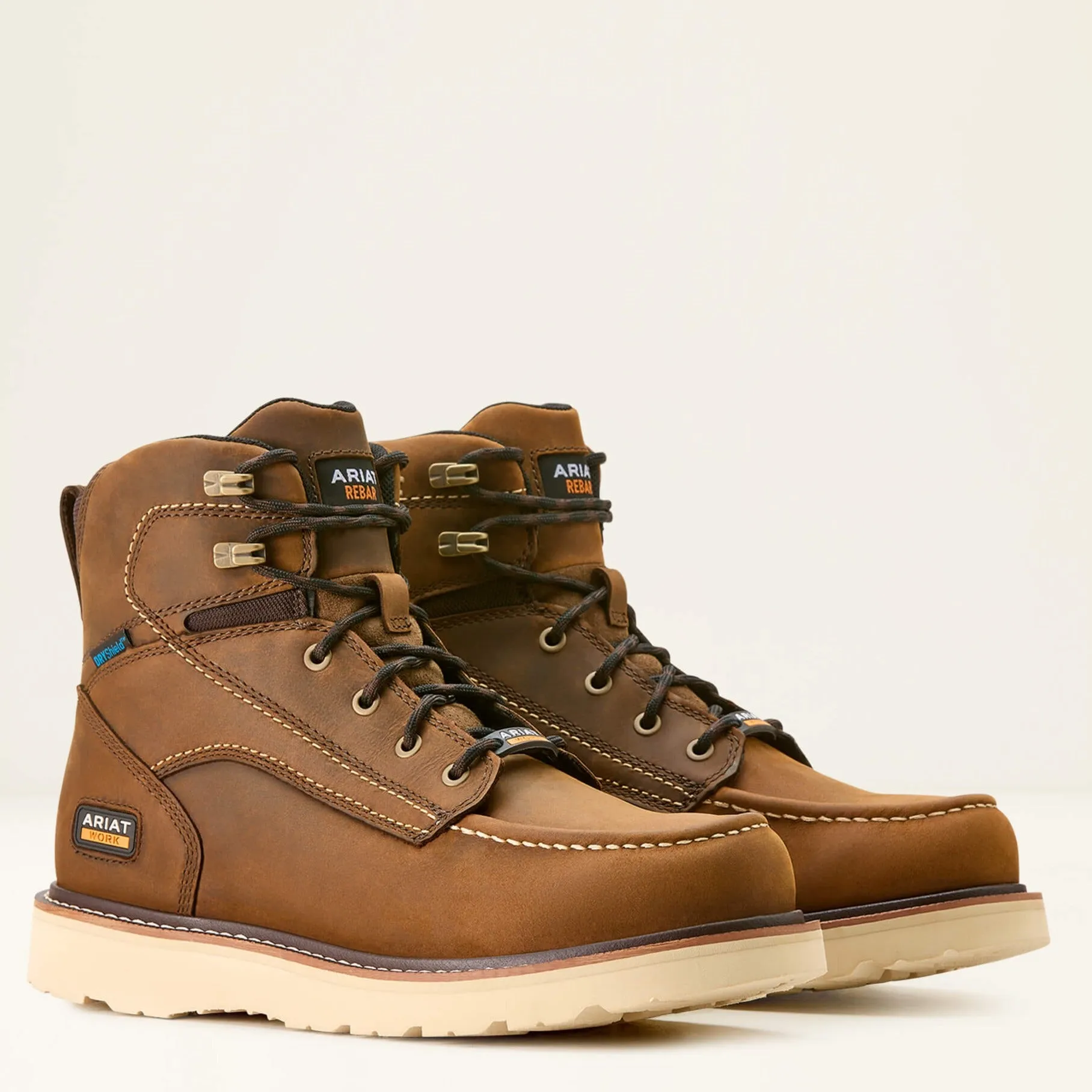 Ariat Men's Rebar 6" Soft Toe WP Wedge Work Boot - Brown - 10053614