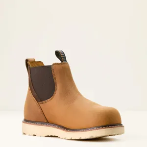 Ariat Women's Rebar Comp Toe WP Chelsea Wedge Work Boot -Brown- 10053719