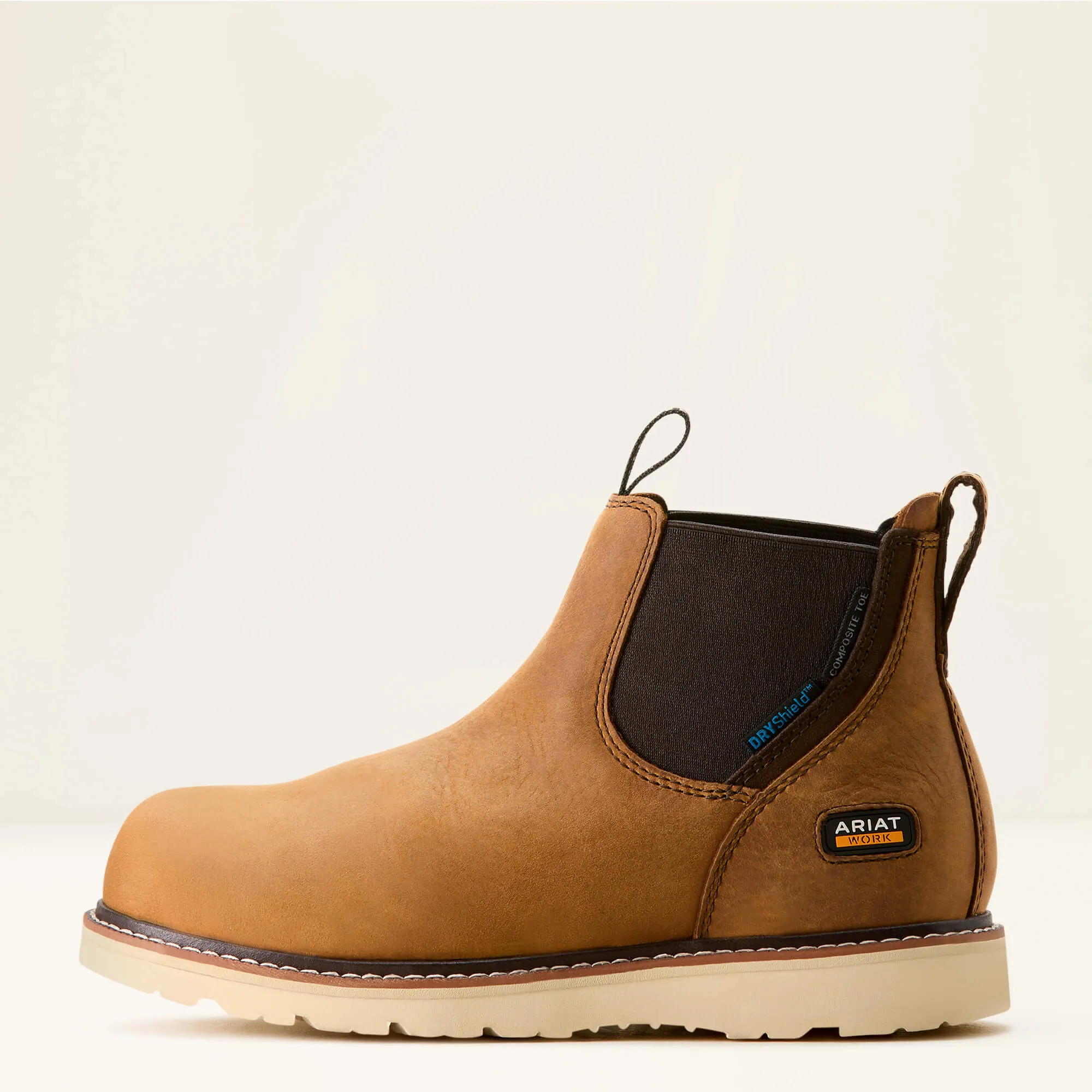 Ariat Women's Rebar Comp Toe WP Chelsea Wedge Work Boot -Brown- 10053719