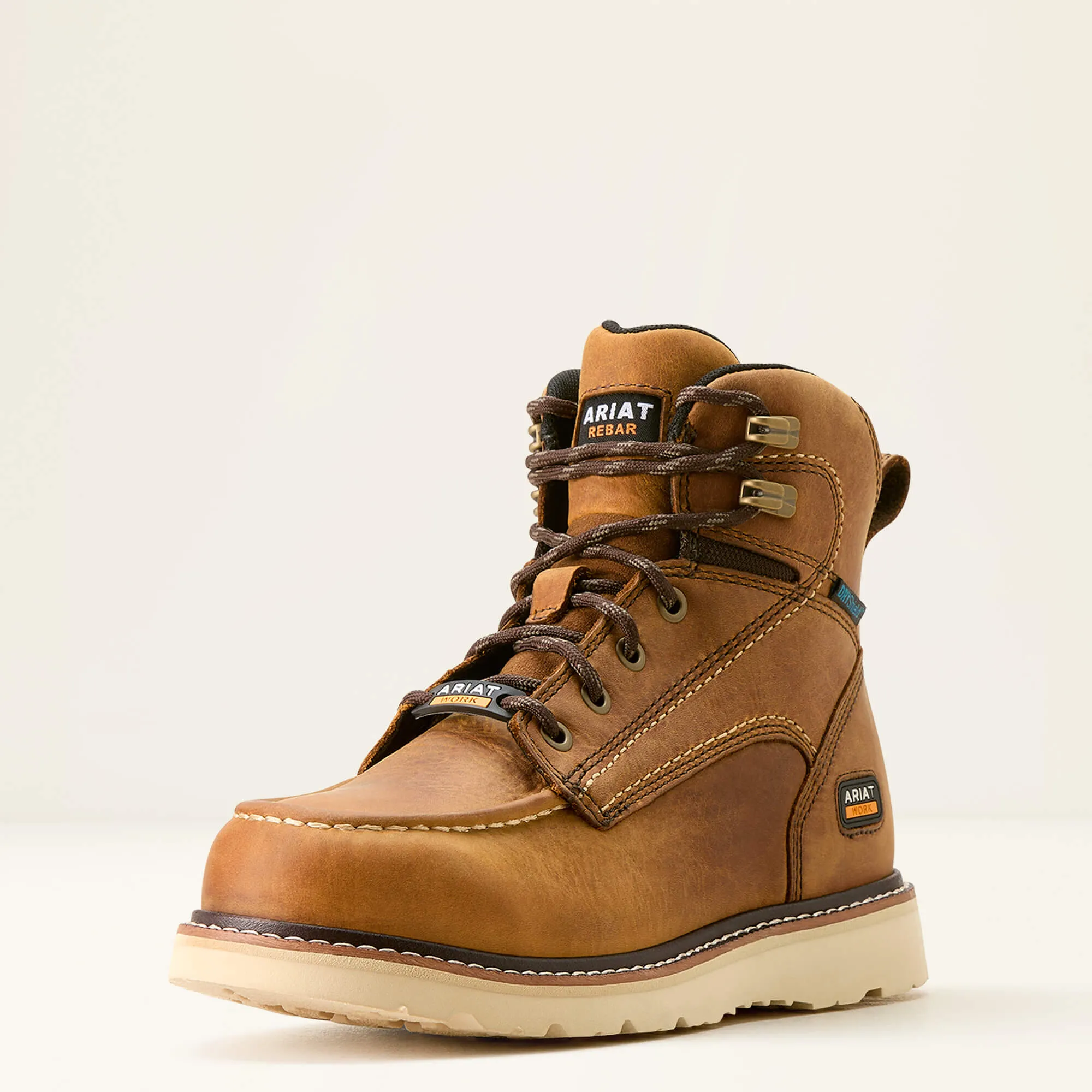 Ariat Women's Rebar Moc Toe WP Wedge Work Boot -Brown- 10053718