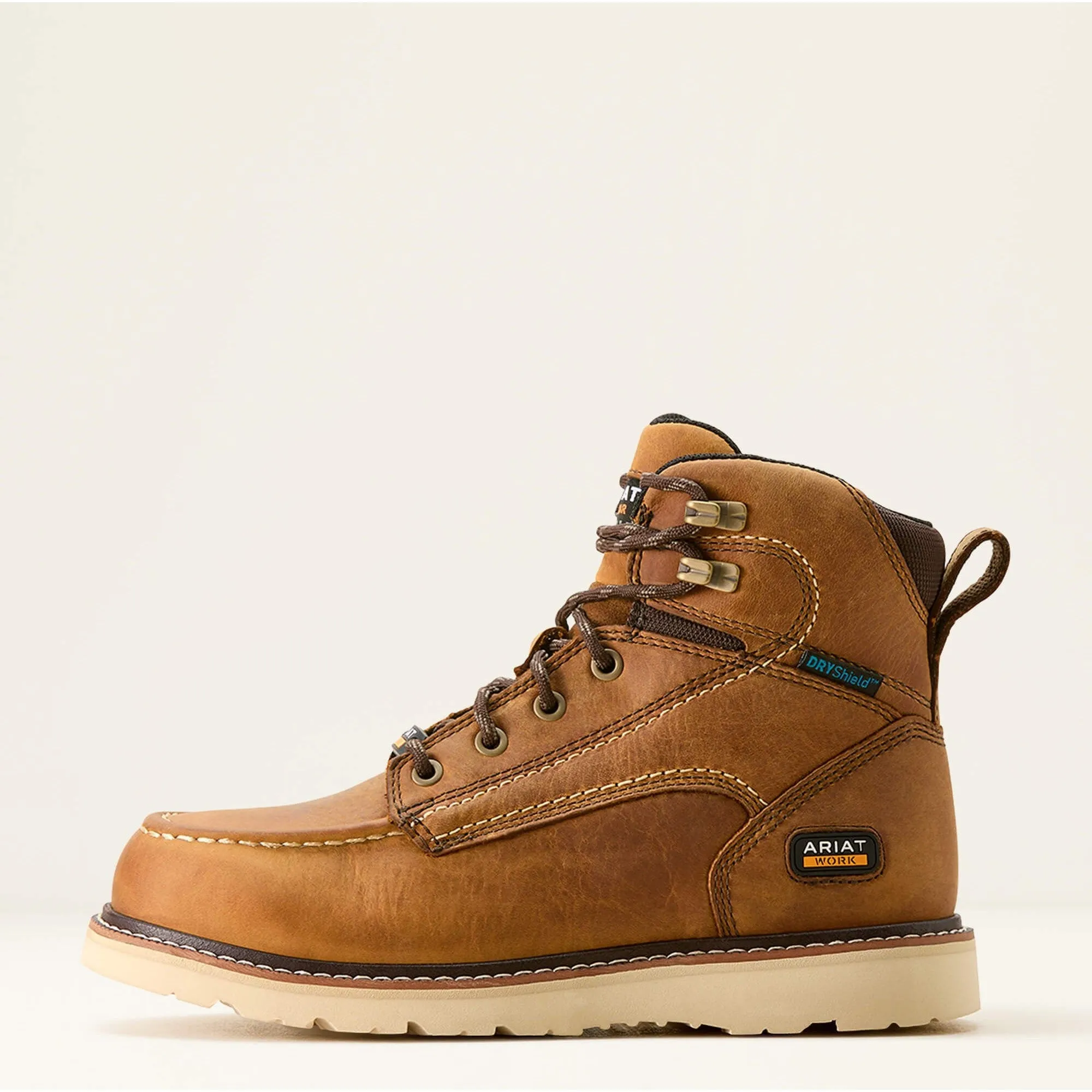 Ariat Women's Rebar Moc Toe WP Wedge Work Boot -Brown- 10053718
