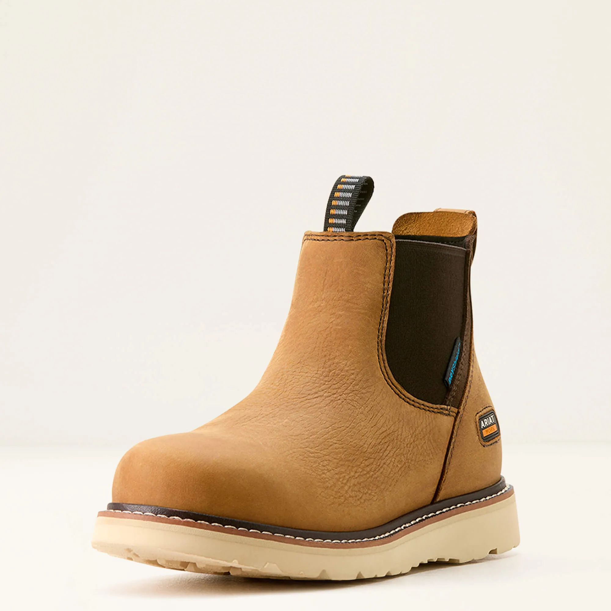 Ariat Women's Rebar WP Chelsea Wedge Work Boot -Brown- 10053720