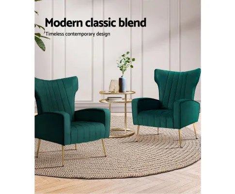 Armchair Lounge Accent Chairs Armchairs Chair Velvet Sofa Seat - Green