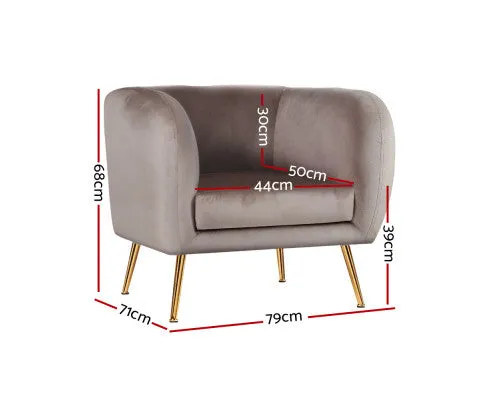 Armchair Lounge Arm Chair Sofa Accent Armchairs Chairs Couch Velvet Beige