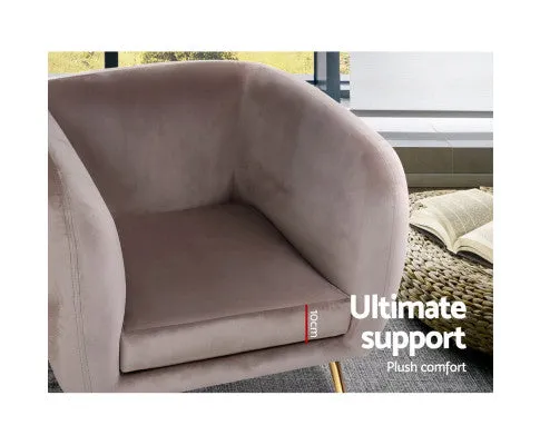Armchair Lounge Arm Chair Sofa Accent Armchairs Chairs Couch Velvet Beige