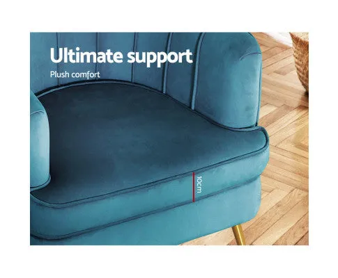 Armchair Lounge Chair Accent Armchairs Sofa Chairs Velvet Couch - Blue